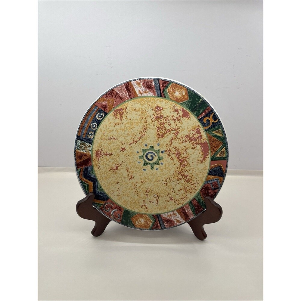 Vintage Furio Mesa Stoneware Trivet Southwestern Geometric Multicolor 9.5”